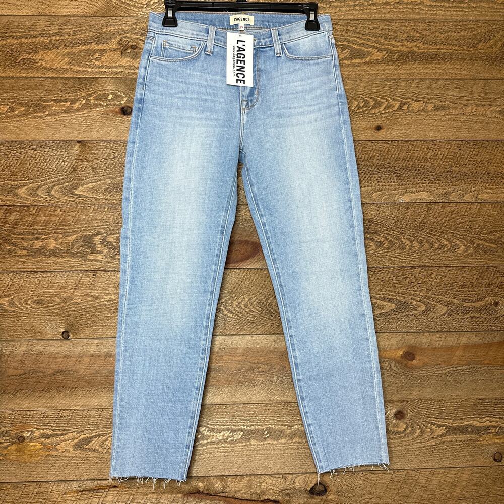 L'Agence Mid Rise Straight Leg Ankle Jeans Size 25 NWT Light Wash